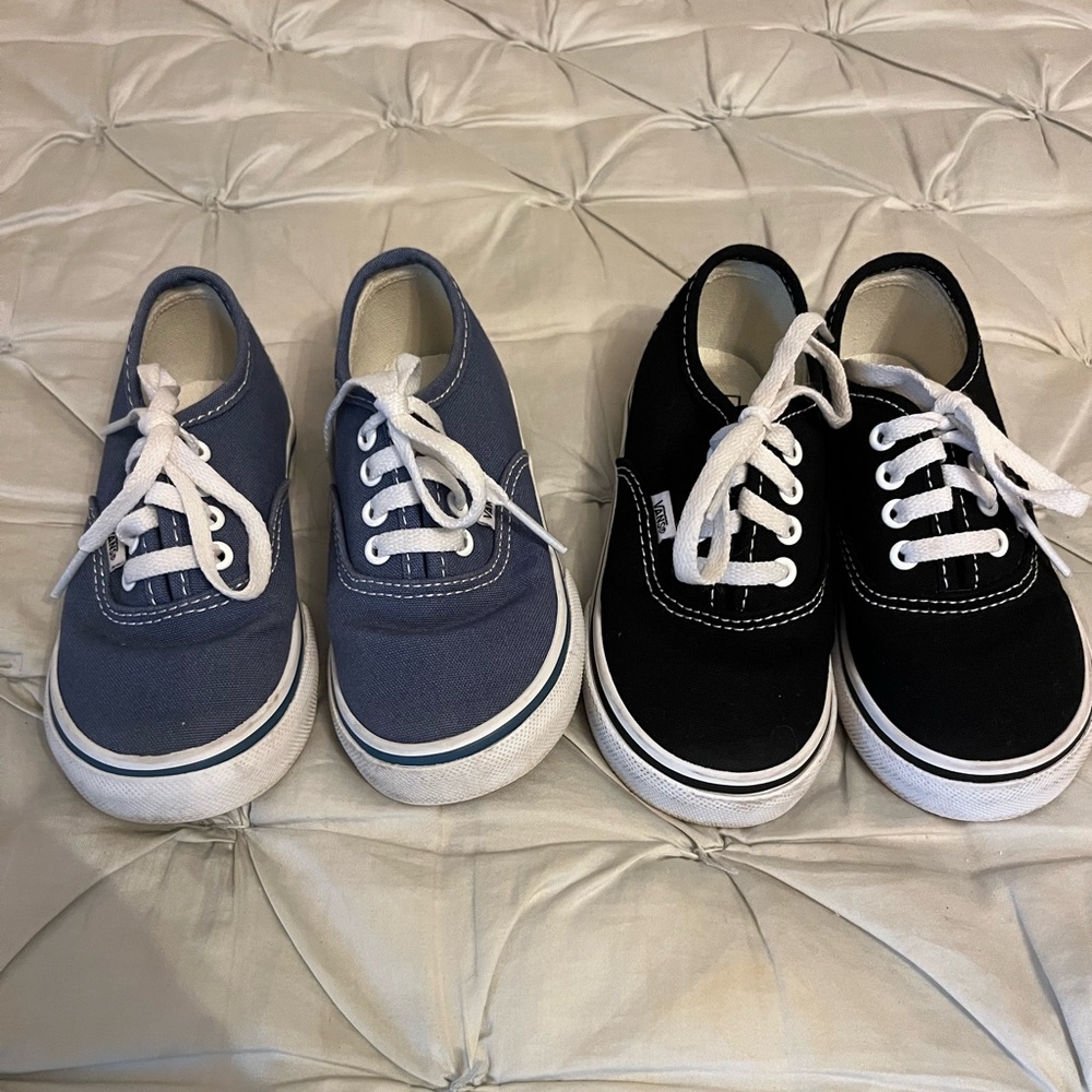 Vans Toddler Blue and Black Canvas Sneakers with White Laces